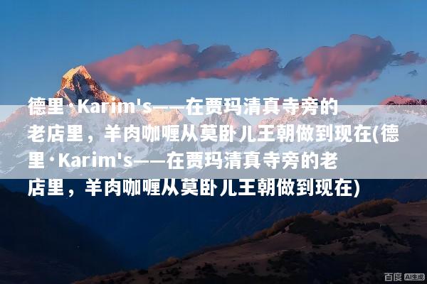 德里·Karim's——在贾玛清真寺旁的老店里，羊肉咖喱从莫卧儿王朝做到现在(德里·Karim's——在贾玛清真寺旁的老店里，羊肉咖喱从莫卧儿王朝做到现在)